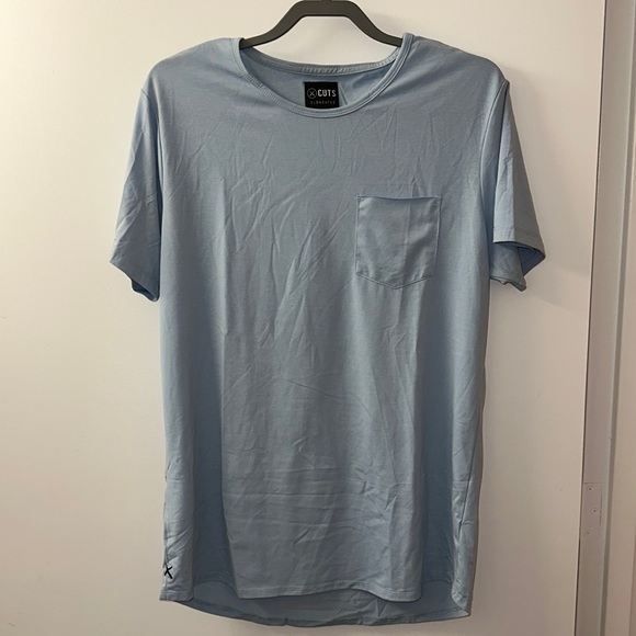 Cuts Wide Neck Pocket Crew Elongated, XL, Light Blue - Picture 1 of 4